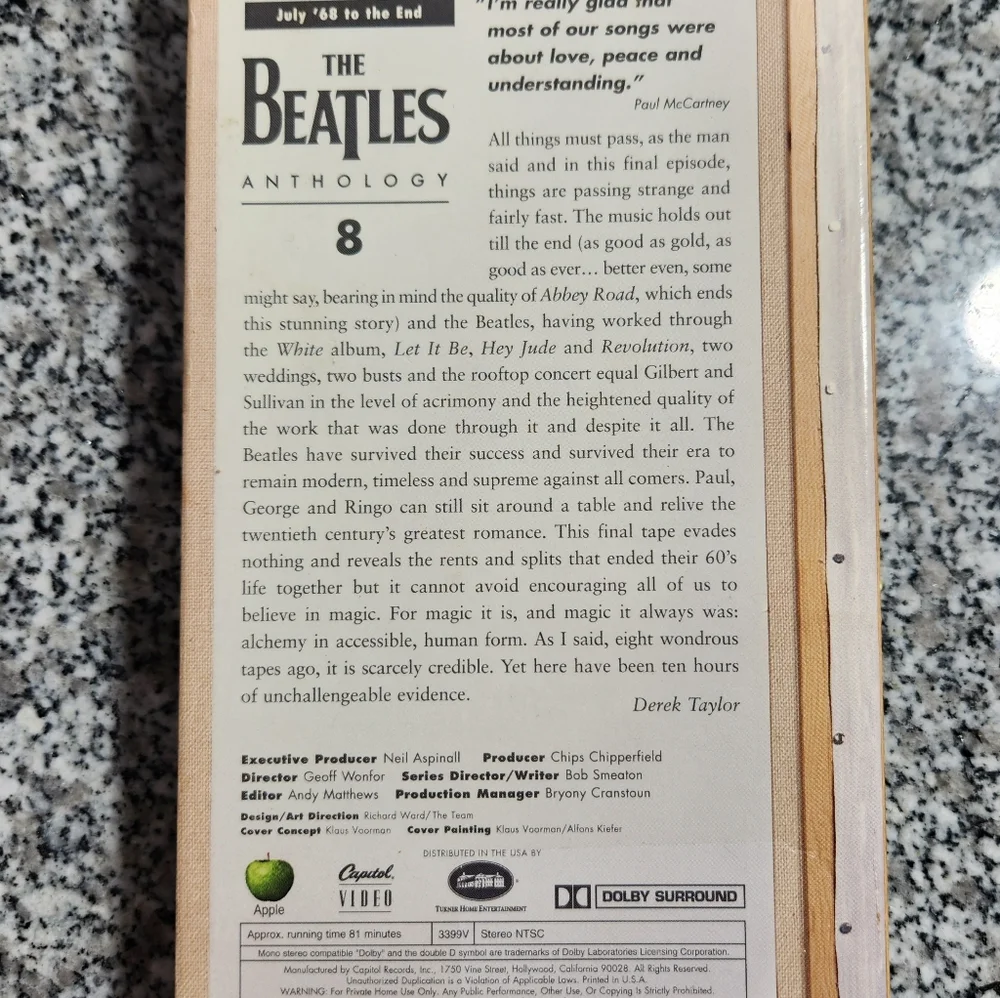 The Beatles Anthology 8 VHS Tape